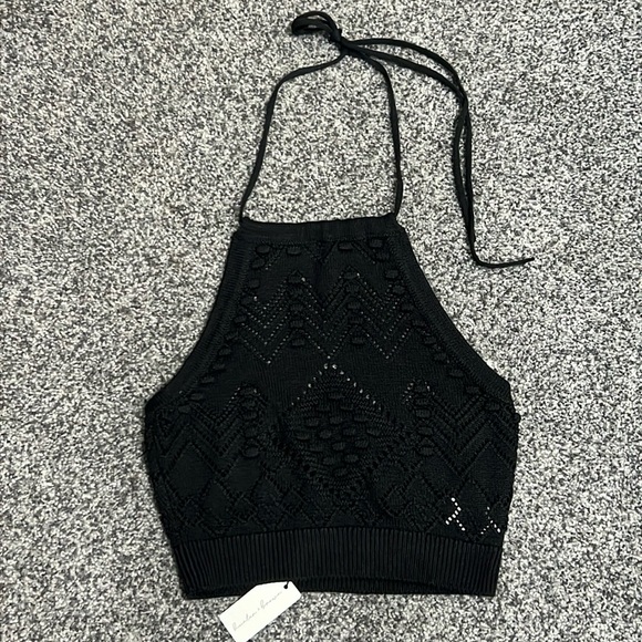 Hunter & Brown Crochet Black Crop Top Size Medium NWT - Picture 1 of 4